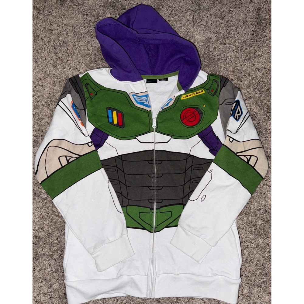 Disney Pixar Buzz Lightyear Full Zip Hooded Sweatshirt Toy Story Kids Size Large